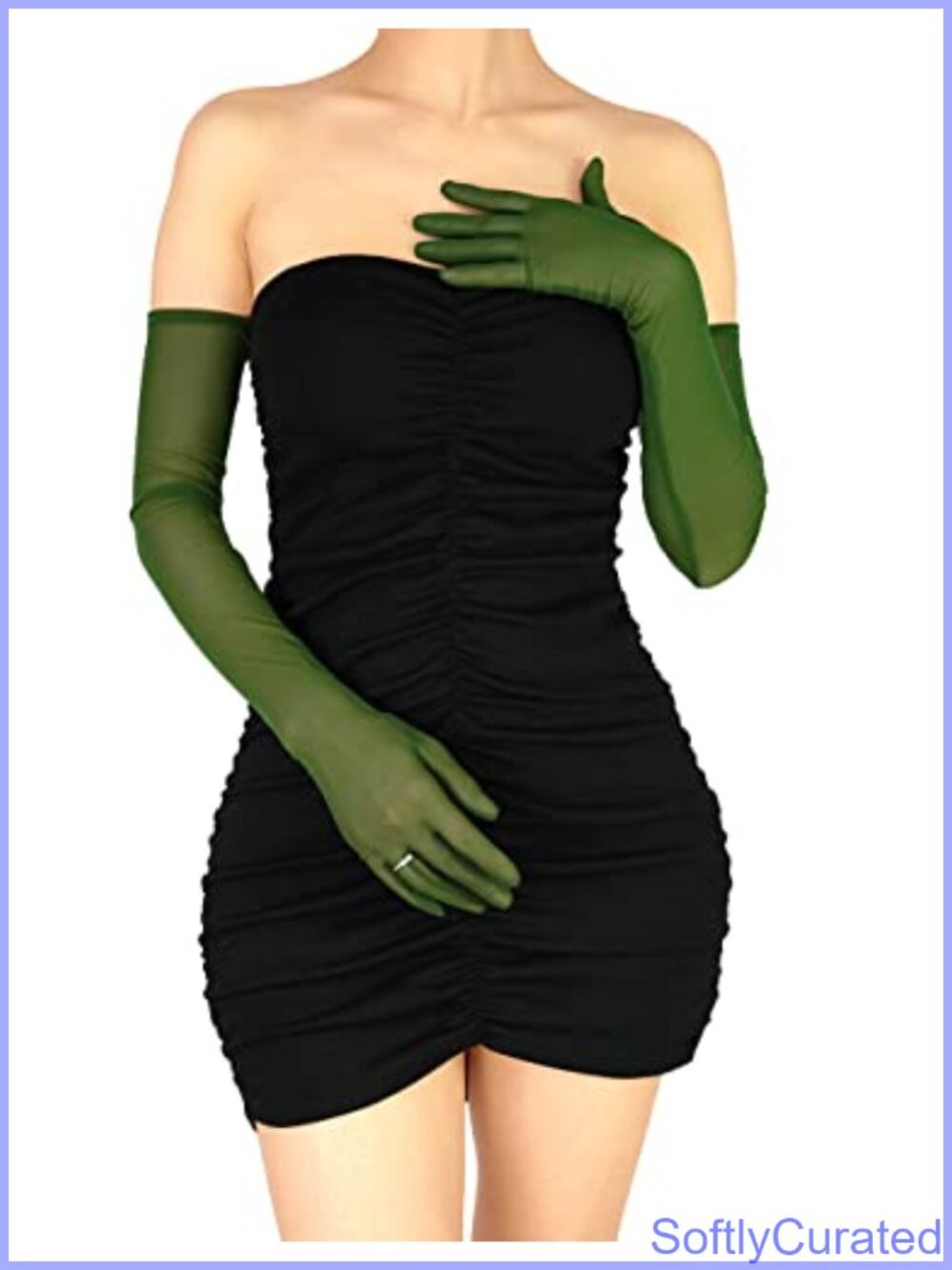 Sheer Mesh Tulle Elbow Length Opera Gloves Touchscreen Stretchy